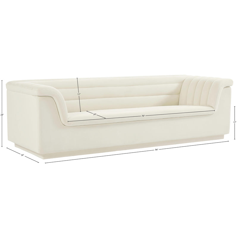 Meridian Cascade Cream Velvet Fabric Sofa IMAGE 17
