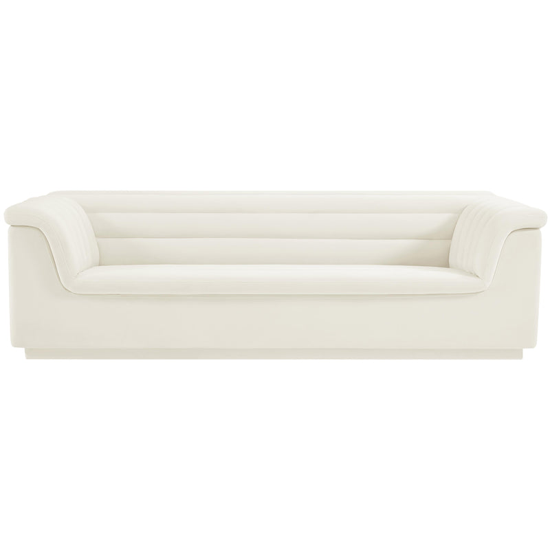 Meridian Cascade Cream Velvet Fabric Sofa IMAGE 5