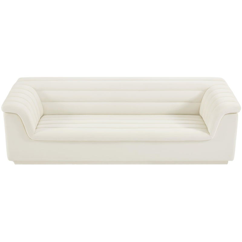 Meridian Cascade Cream Velvet Fabric Sofa IMAGE 6