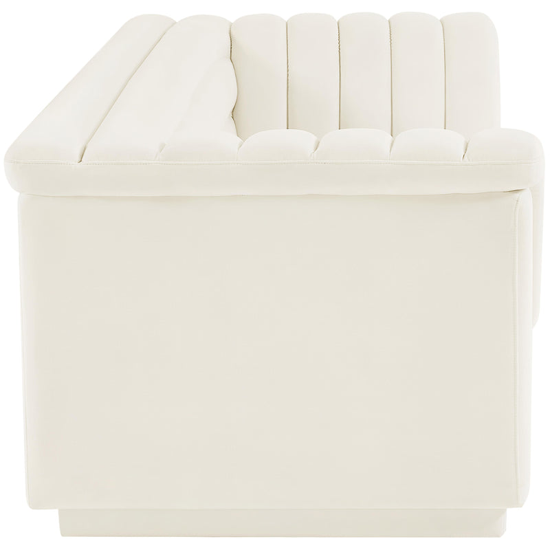 Meridian Cascade Cream Velvet Fabric Sofa IMAGE 7