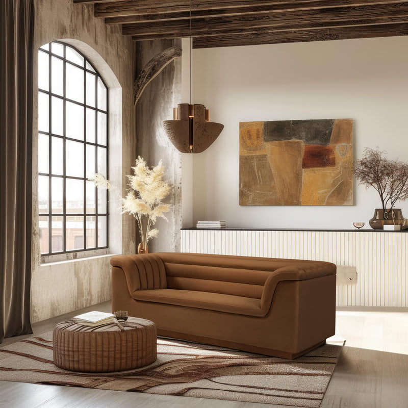 Meridian Cascade Saddle Velvet Fabric Loveseat IMAGE 2