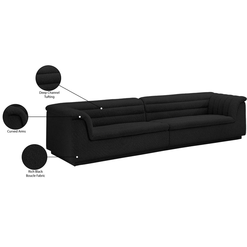 Meridian Cascade Black Boucle Fabric Modular Sofa IMAGE 11