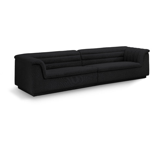 Meridian Cascade Black Boucle Fabric Modular Sofa IMAGE 1