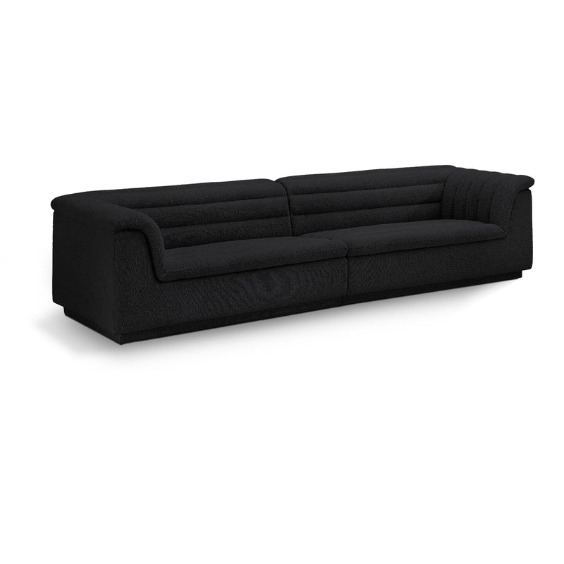 Meridian Cascade Black Boucle Fabric Modular Sofa IMAGE 1