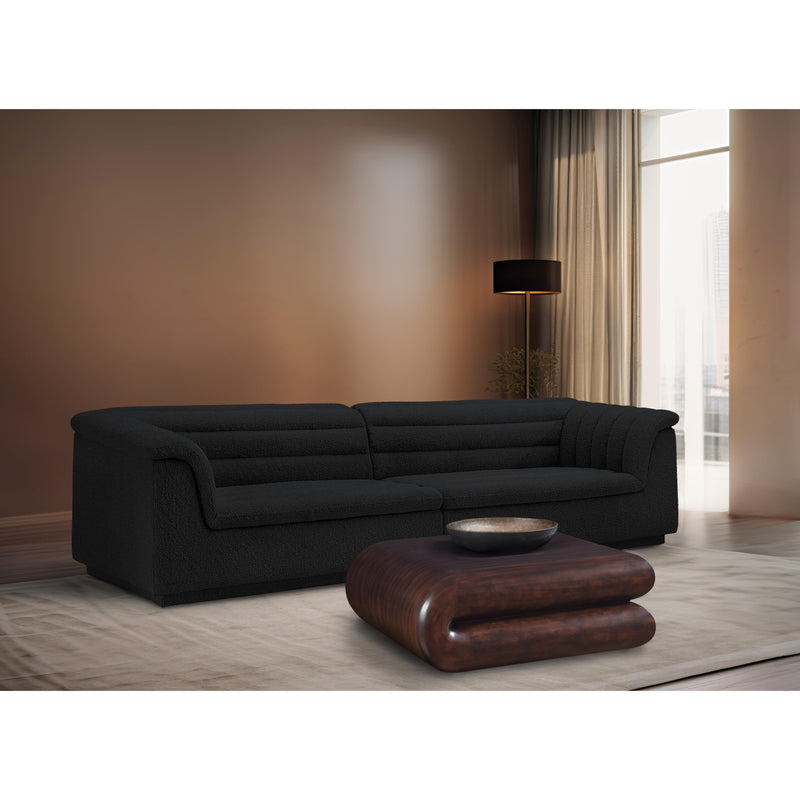 Meridian Cascade Black Boucle Fabric Modular Sofa IMAGE 2