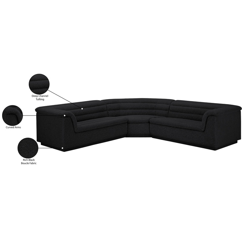 Meridian Cascade Black Boucle Fabric Modular Sectional IMAGE 14