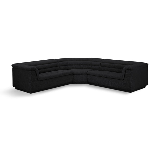 Meridian Cascade Black Boucle Fabric Modular Sectional IMAGE 1