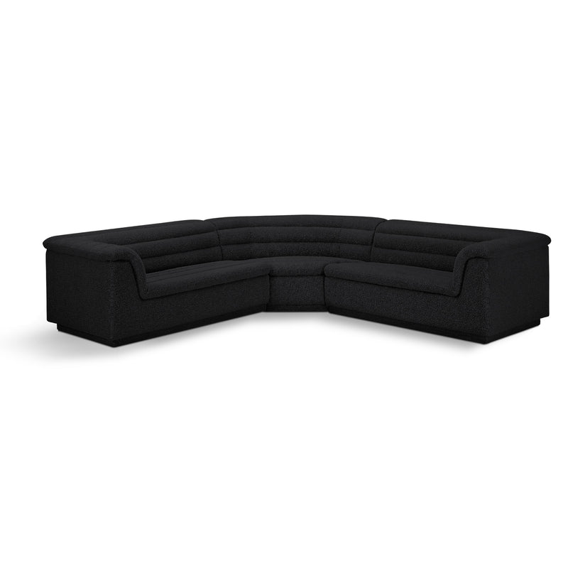 Meridian Cascade Black Boucle Fabric Modular Sectional IMAGE 1