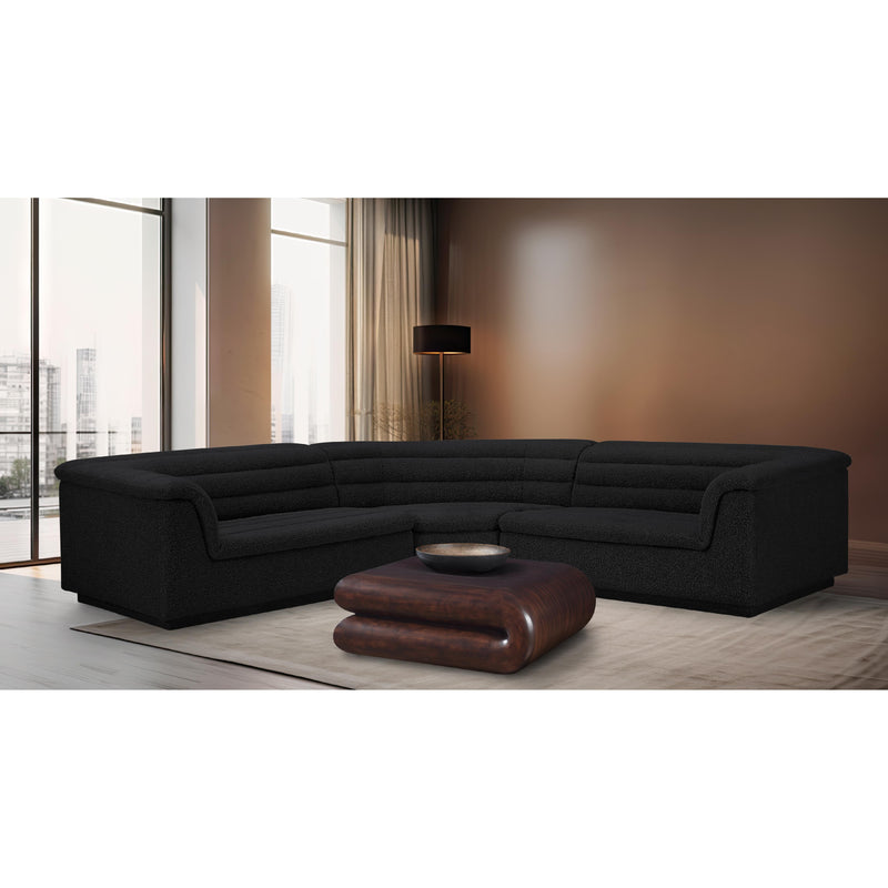 Meridian Cascade Black Boucle Fabric Modular Sectional IMAGE 2