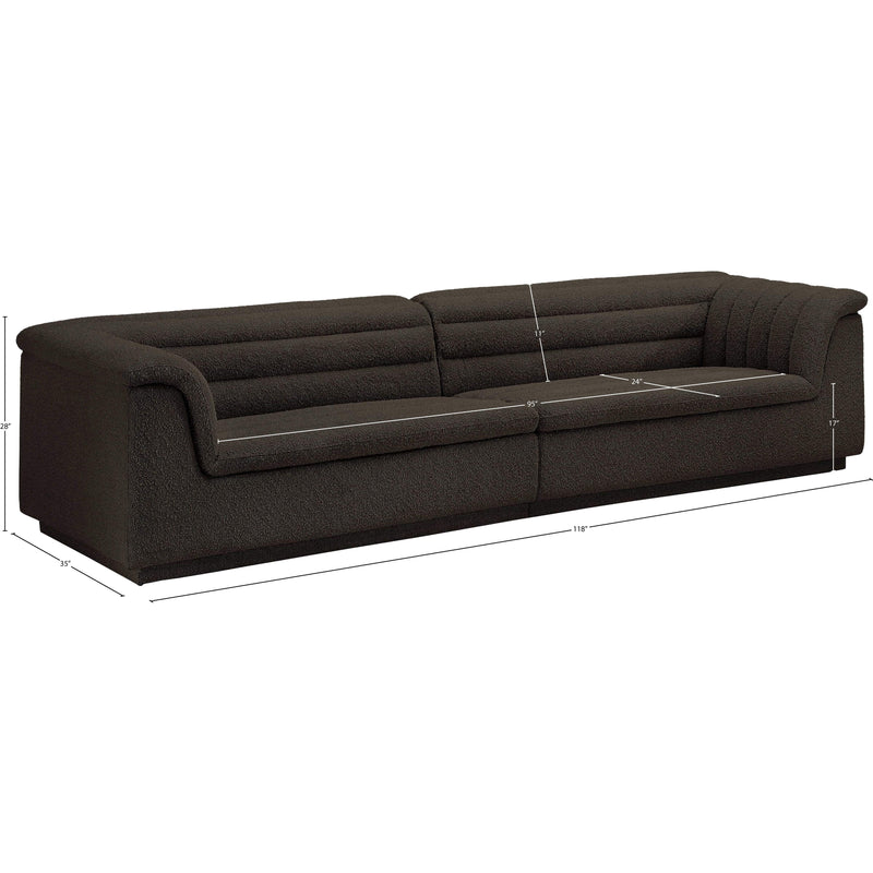 Meridian Cascade Brown Boucle Fabric Modular Sofa IMAGE 10