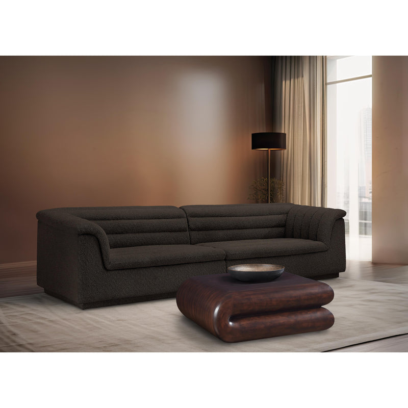 Meridian Cascade Brown Boucle Fabric Modular Sofa IMAGE 2