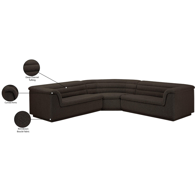 Meridian Cascade Brown Boucle Fabric Modular Sectional IMAGE 14