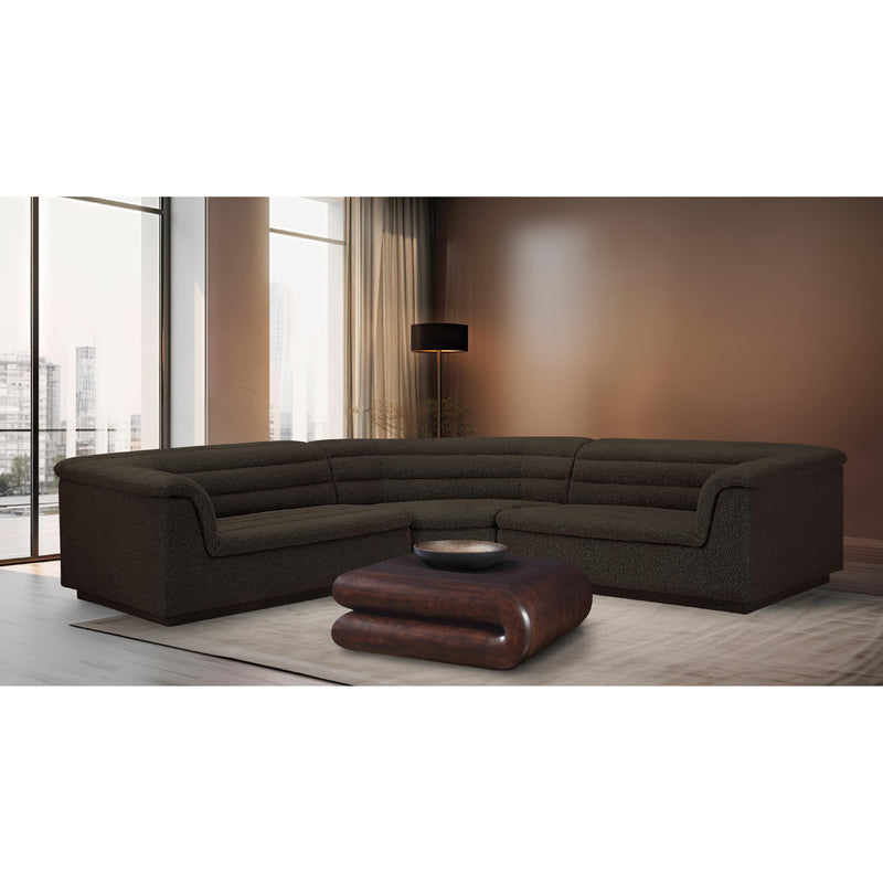 Meridian Cascade Brown Boucle Fabric Modular Sectional IMAGE 2