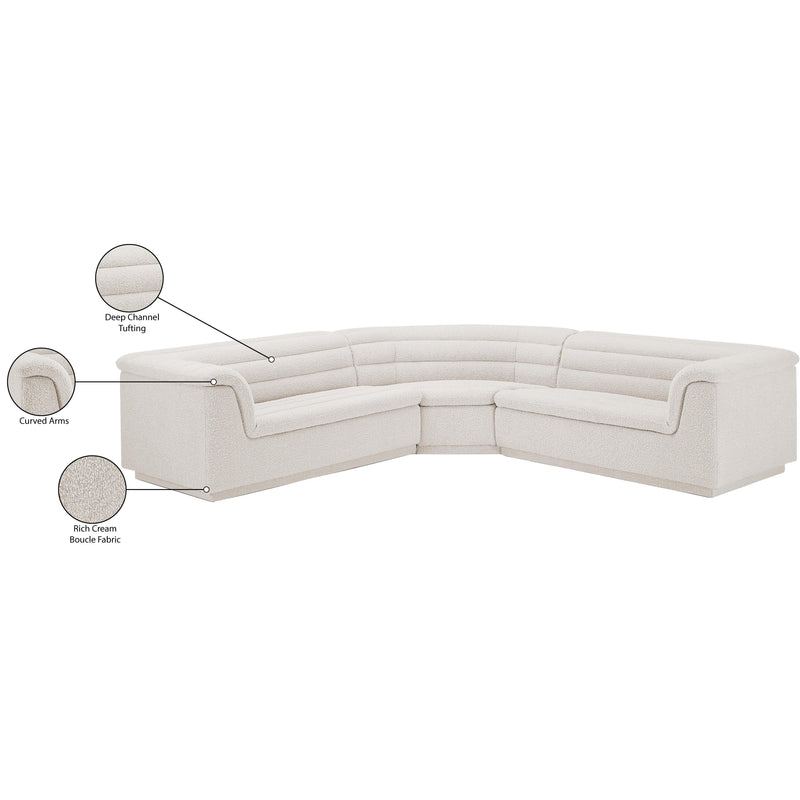 Meridian Cascade Cream Boucle Fabric Modular Sectional IMAGE 14