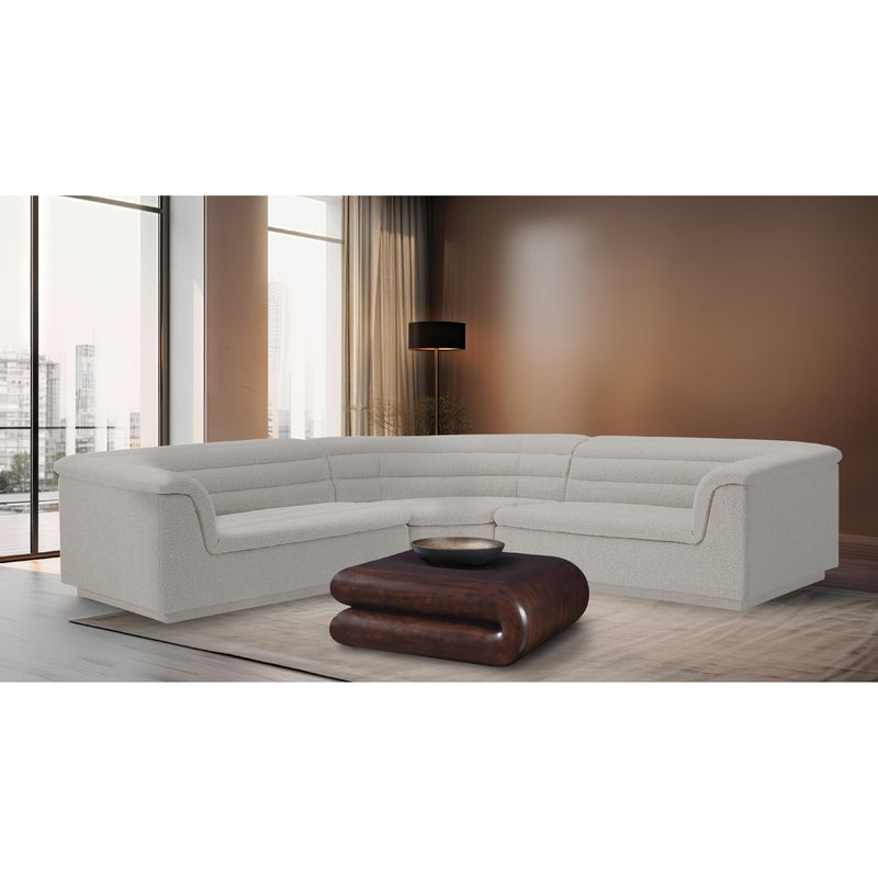 Meridian Cascade Cream Boucle Fabric Modular Sectional IMAGE 2
