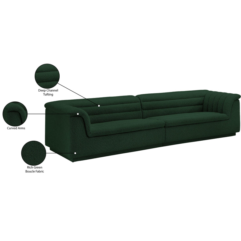 Meridian Cascade Green Boucle Fabric Modular Sofa IMAGE 11