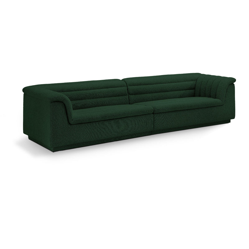 Meridian Cascade Green Boucle Fabric Modular Sofa IMAGE 1