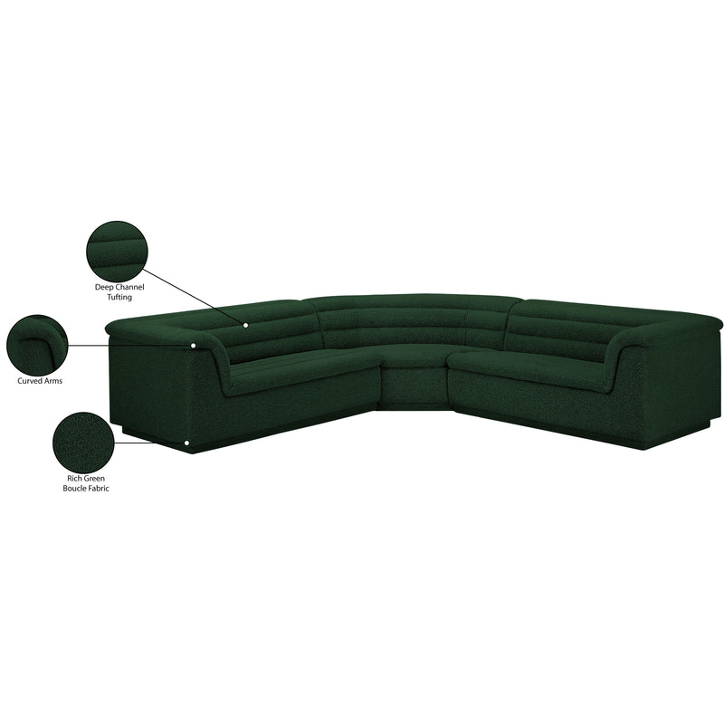 Meridian Cascade Green Boucle Fabric Modular Sectional IMAGE 14