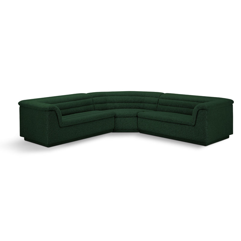 Meridian Cascade Green Boucle Fabric Modular Sectional IMAGE 1