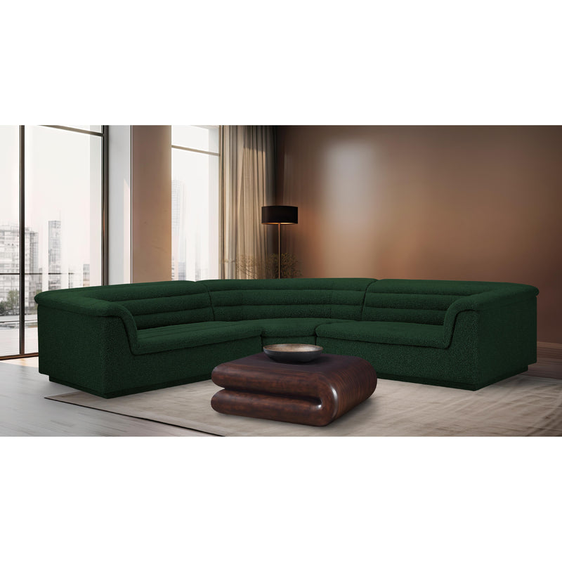 Meridian Cascade Green Boucle Fabric Modular Sectional IMAGE 2