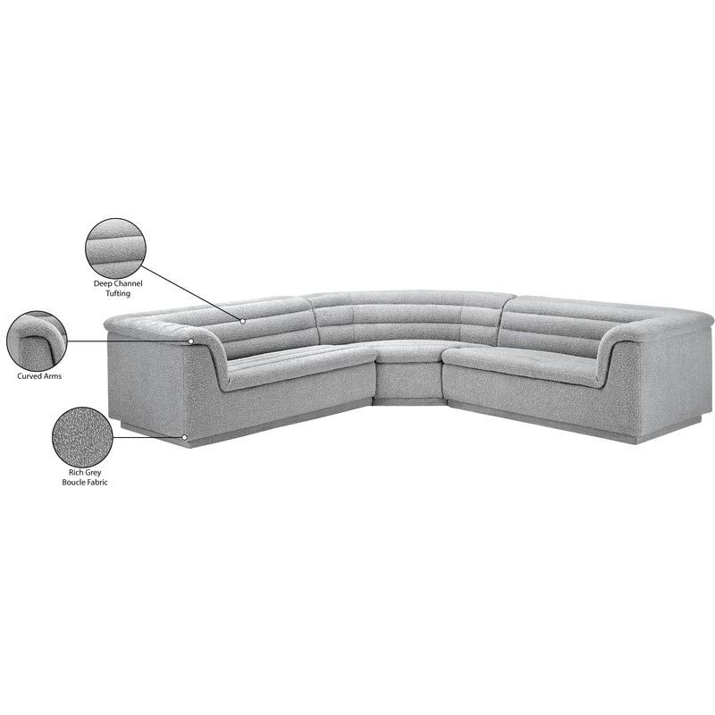 Meridian Cascade Grey Boucle Fabric Modular Sectional IMAGE 14