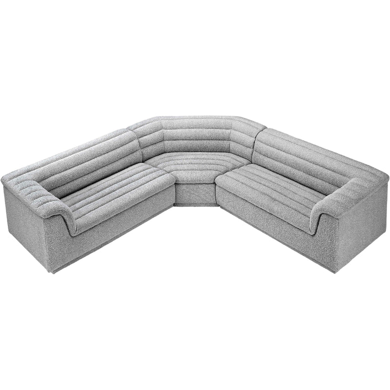 Meridian Cascade Grey Boucle Fabric Modular Sectional IMAGE 4