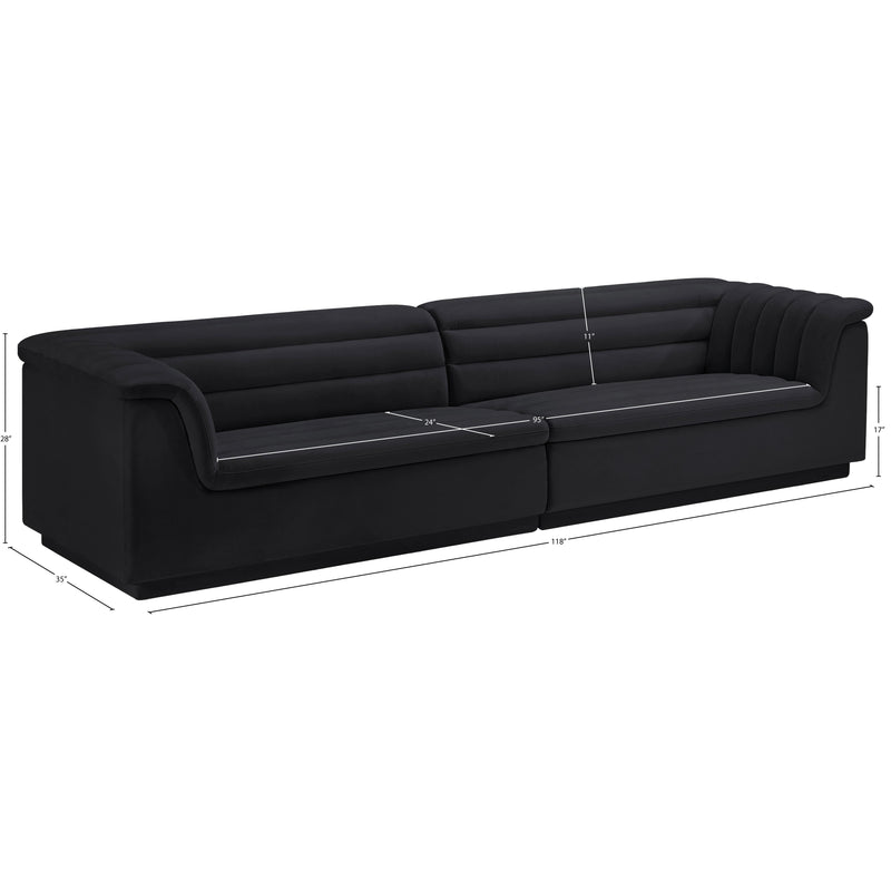 Meridian Cascade Black Velvet Fabric Modular Sofa IMAGE 10