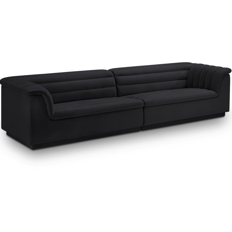 Meridian Cascade Black Velvet Fabric Modular Sofa IMAGE 1