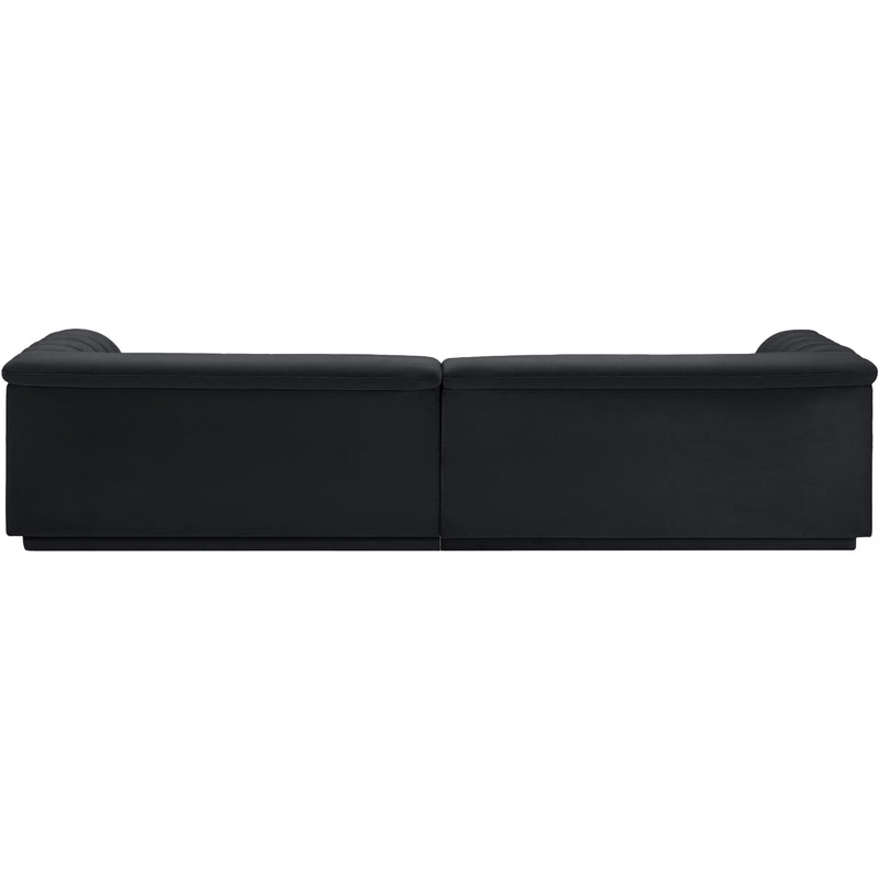 Meridian Cascade Black Velvet Fabric Modular Sofa IMAGE 3