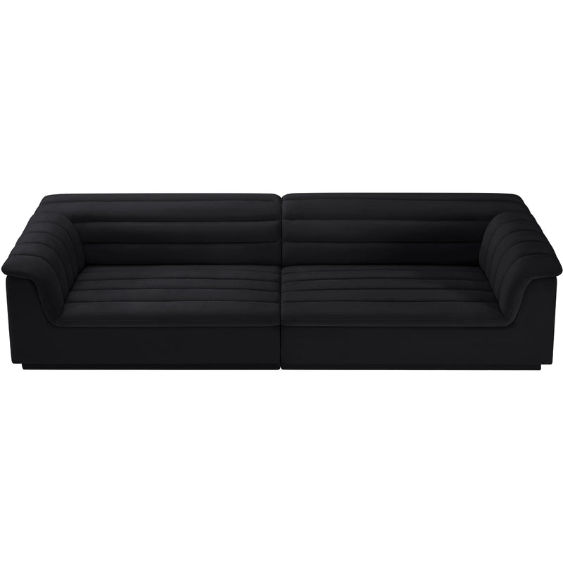 Meridian Cascade Black Velvet Fabric Modular Sofa IMAGE 4