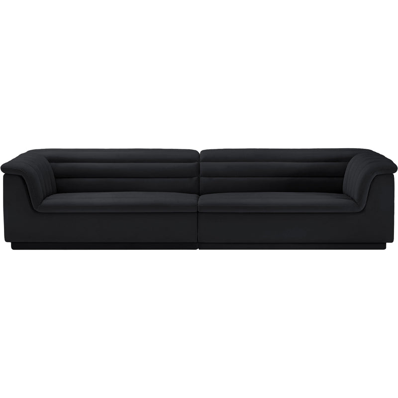 Meridian Cascade Black Velvet Fabric Modular Sofa IMAGE 5