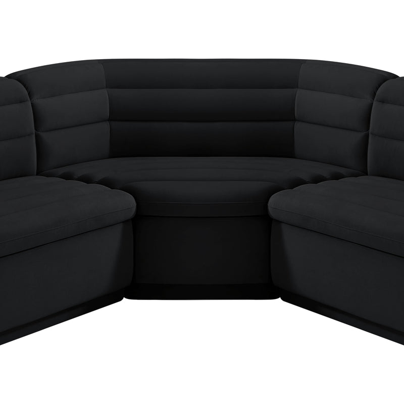 Meridian Cascade Black Velvet Fabric Modular Sectional IMAGE 11