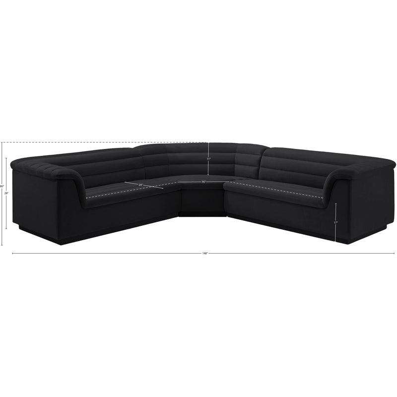 Meridian Cascade Black Velvet Fabric Modular Sectional IMAGE 14