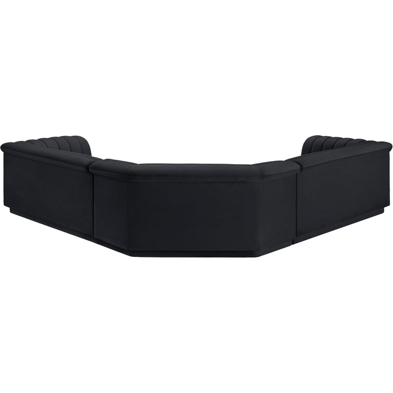 Meridian Cascade Black Velvet Fabric Modular Sectional IMAGE 3