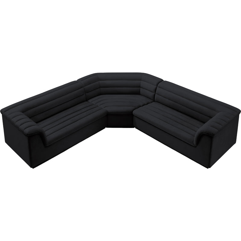 Meridian Cascade Black Velvet Fabric Modular Sectional IMAGE 4