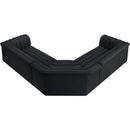 Meridian Cascade Black Velvet Fabric Modular Sectional IMAGE 5