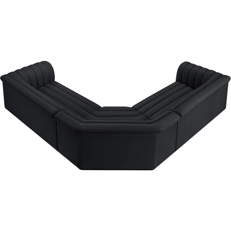 Meridian Cascade Black Velvet Fabric Modular Sectional IMAGE 5