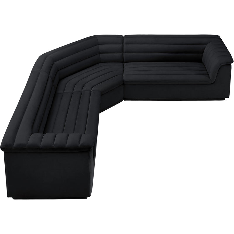 Meridian Cascade Black Velvet Fabric Modular Sectional IMAGE 6