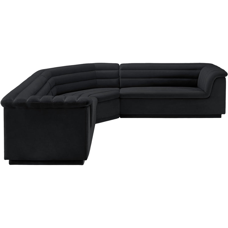 Meridian Cascade Black Velvet Fabric Modular Sectional IMAGE 7