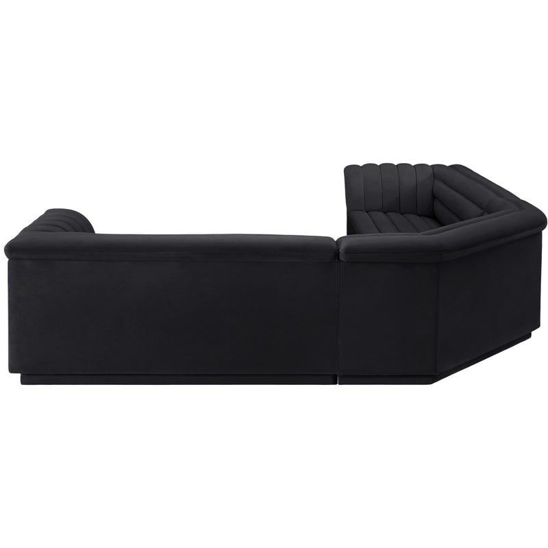 Meridian Cascade Black Velvet Fabric Modular Sectional IMAGE 8