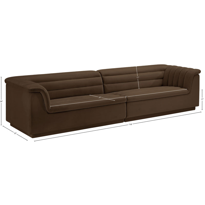 Meridian Cascade Brown Velvet Fabric Modular Sofa IMAGE 10