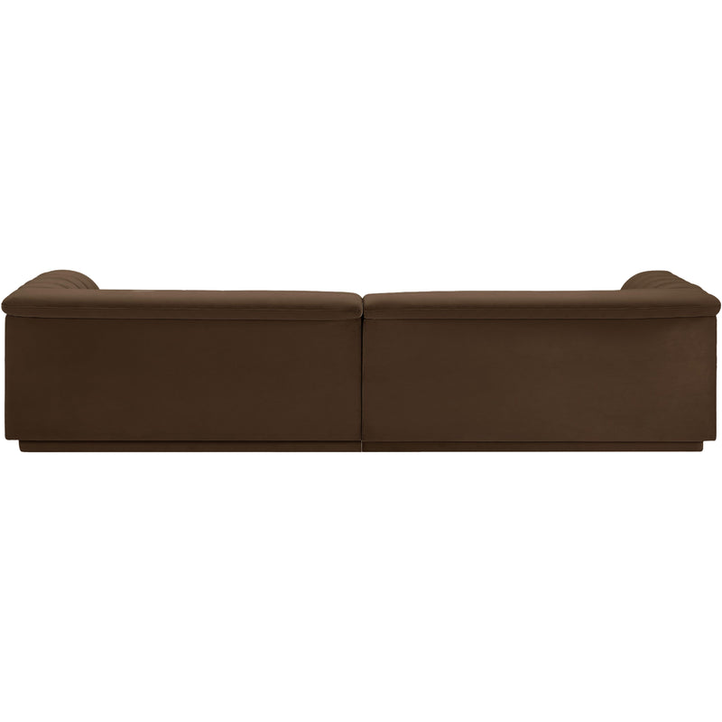 Meridian Cascade Brown Velvet Fabric Modular Sofa IMAGE 3