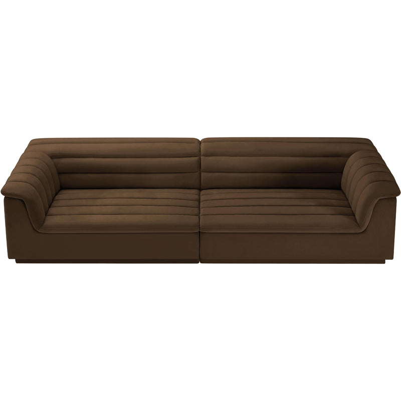 Meridian Cascade Brown Velvet Fabric Modular Sofa IMAGE 4