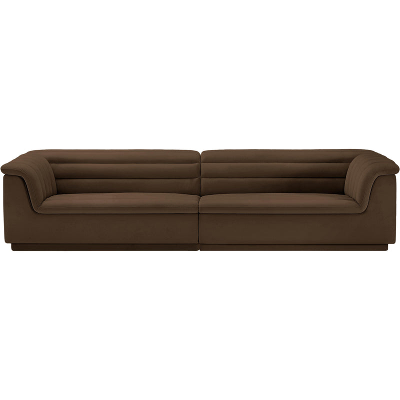 Meridian Cascade Brown Velvet Fabric Modular Sofa IMAGE 5
