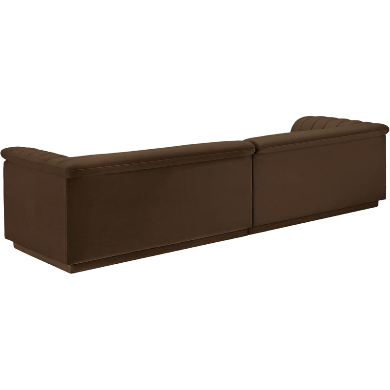 Meridian Cascade Brown Velvet Fabric Modular Sofa IMAGE 7