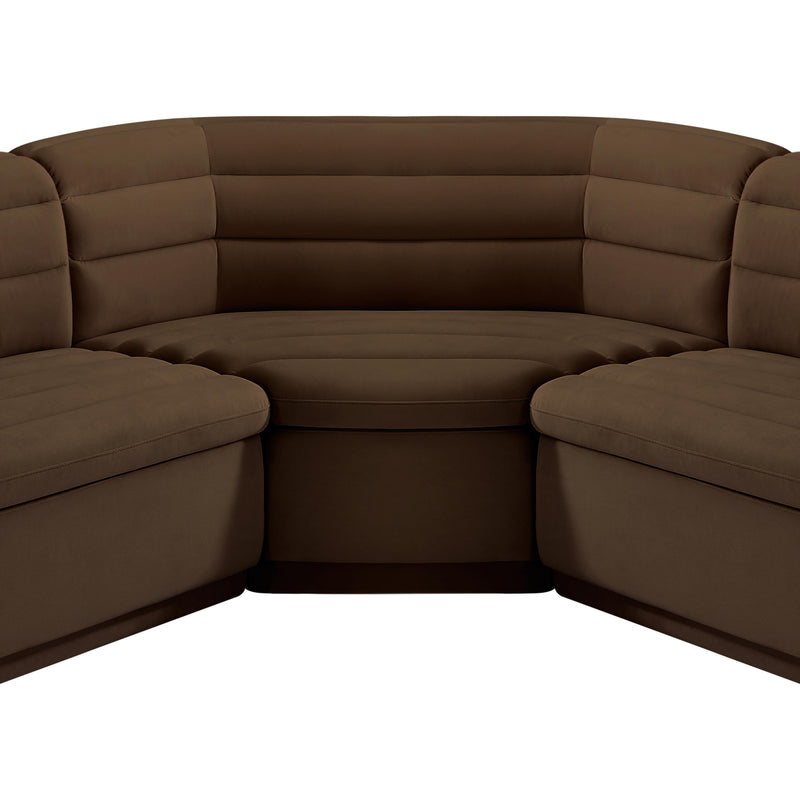 Meridian Cascade Brown Velvet Fabric Modular Sectional IMAGE 11