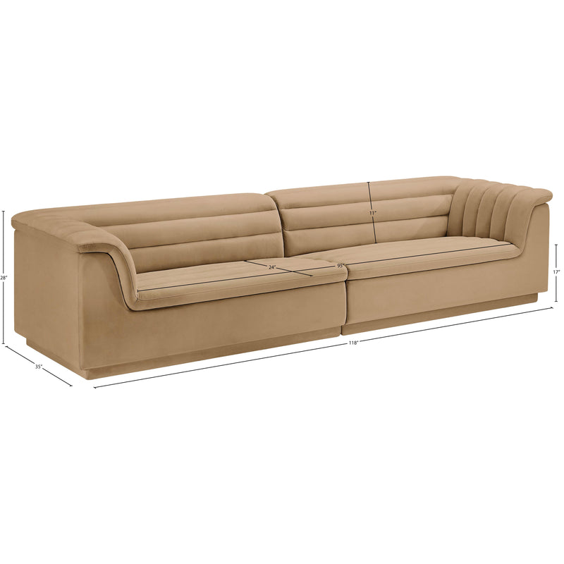Meridian Cascade Camel Velvet Fabric Modular Sofa IMAGE 10