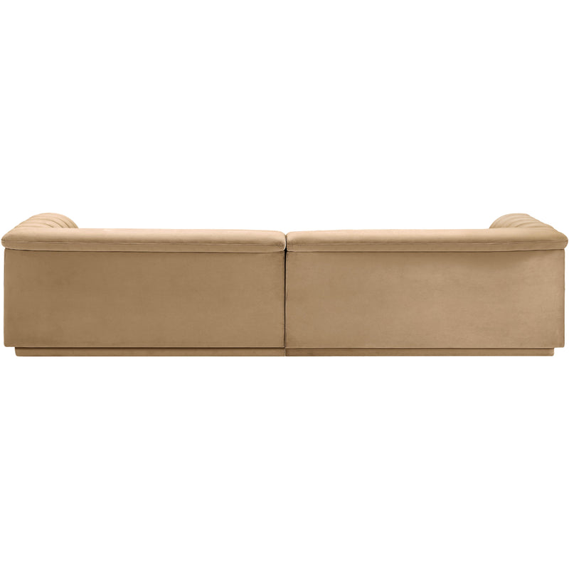 Meridian Cascade Camel Velvet Fabric Modular Sofa IMAGE 3
