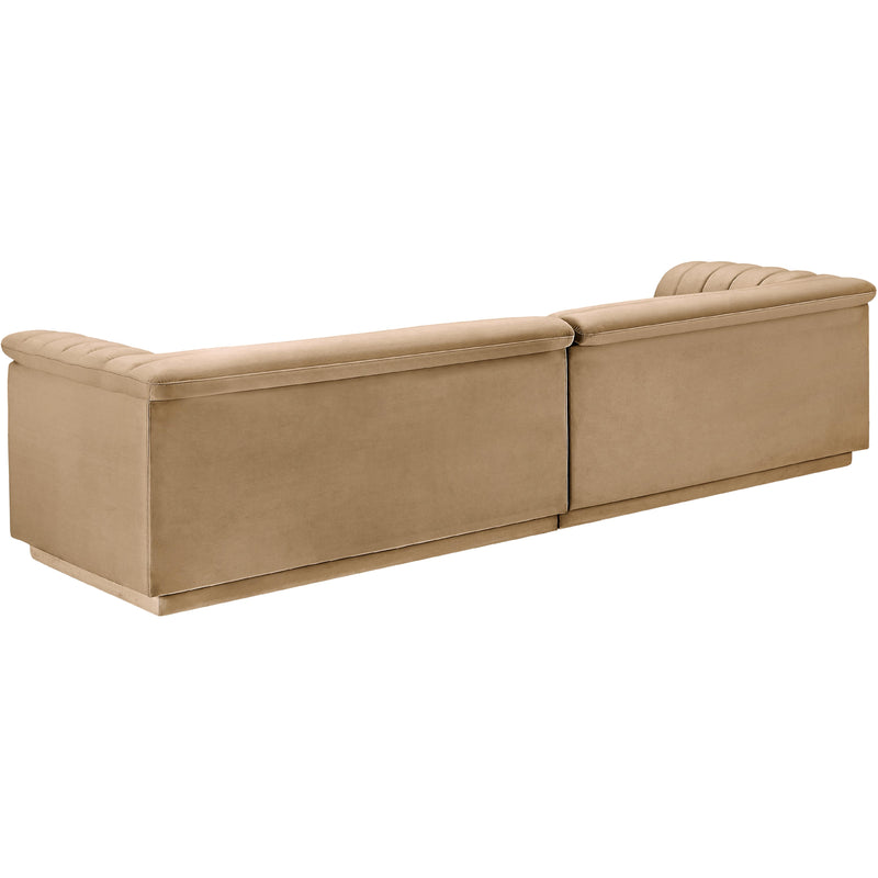 Meridian Cascade Camel Velvet Fabric Modular Sofa IMAGE 7