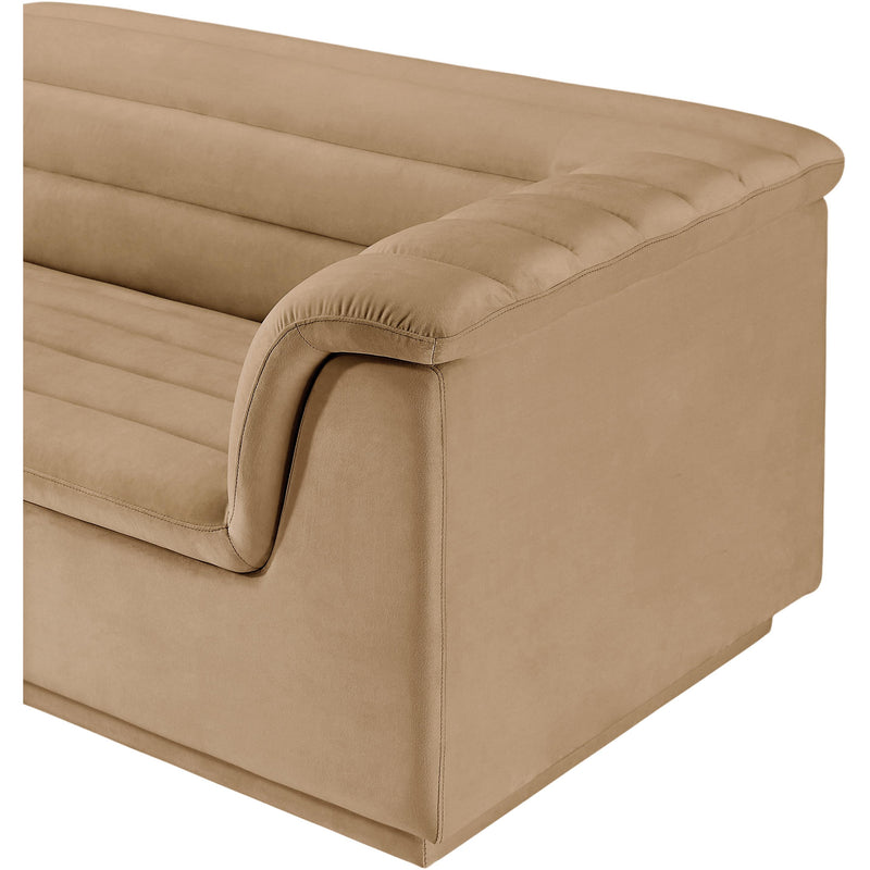 Meridian Cascade Camel Velvet Fabric Modular Sofa IMAGE 9
